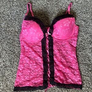 Sweet Intimates Vibrant Pink Lace Push-up Bustier Lingerie 38C